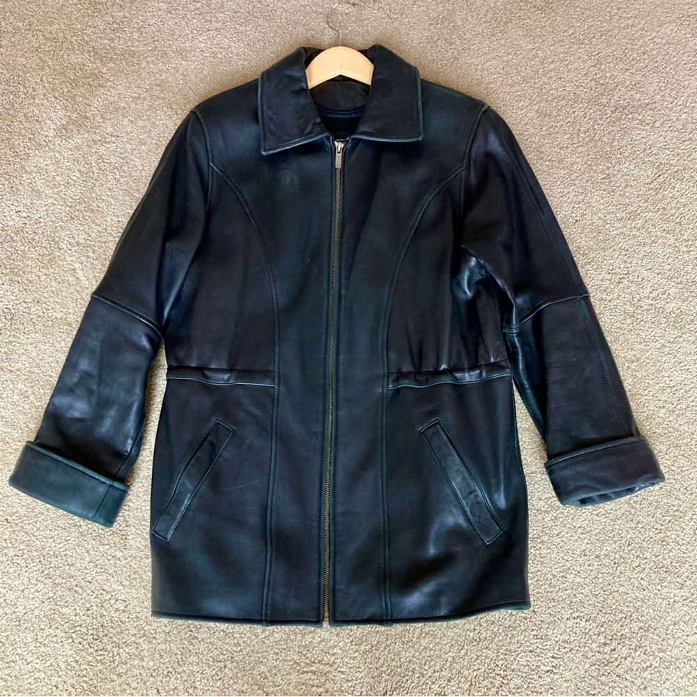 Leather Limited Women's Black Leather Coat Jacket - Size Small